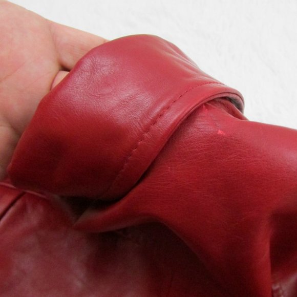 Express Zip Front Belted Leather Jacket Red - Picture 12 of 12